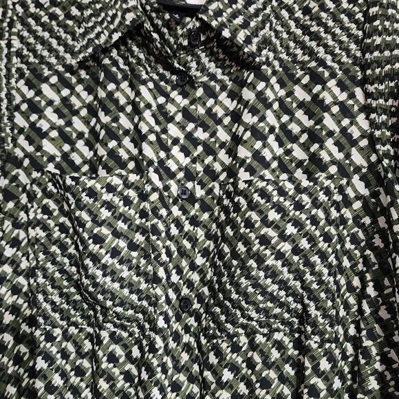 WhoWhatWear green, white & black long sleeve dress - Picture 4 of 6